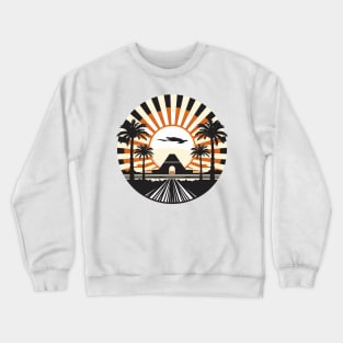 background, Tropical Dream: Vintage Island Getaway Illustration Crewneck Sweatshirt